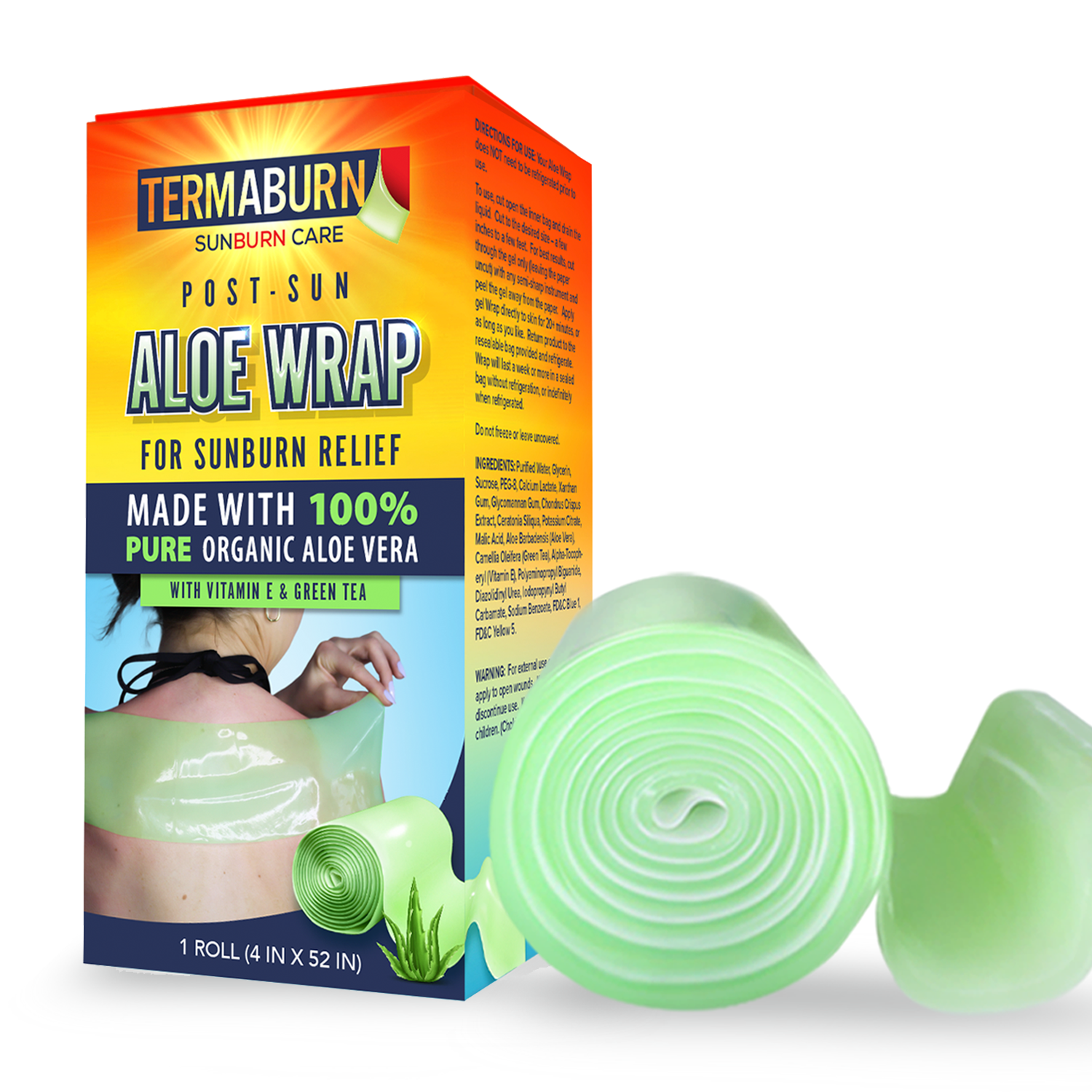 Aloe Wrap for Sunburn Relief (4"x52") - Our Original Hydrogel